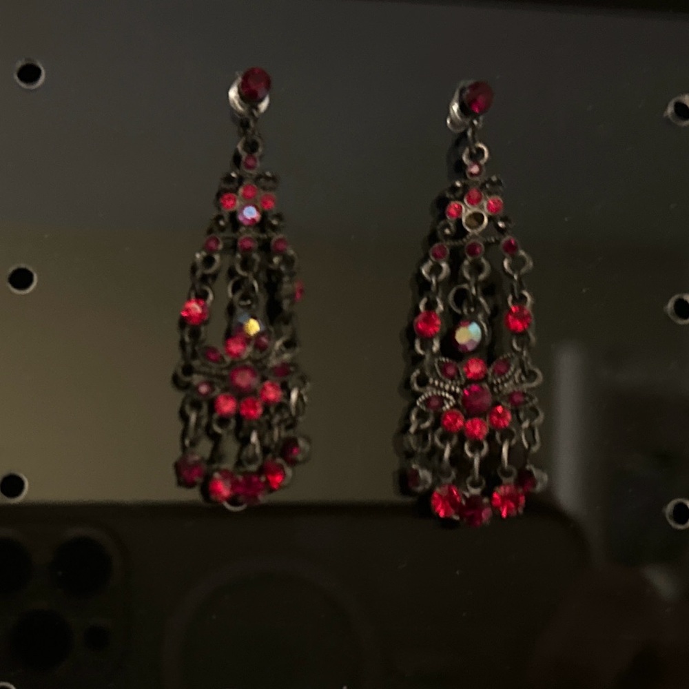 Elegant Red Chandelier Earrings